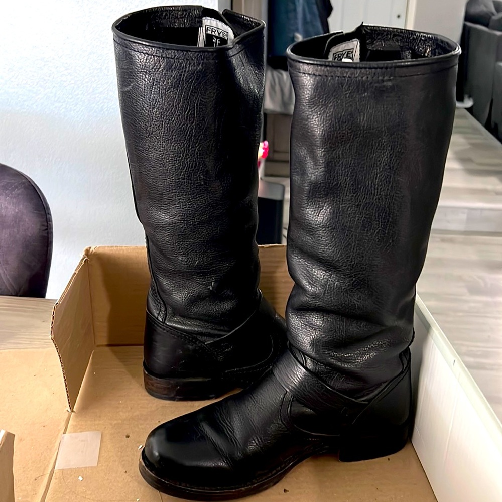 Frye black Veronica tall slouch boots